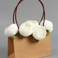 Сумка переноска для цветов, влагостойкая, крафт, 22&times;10.5&times;13.5 см