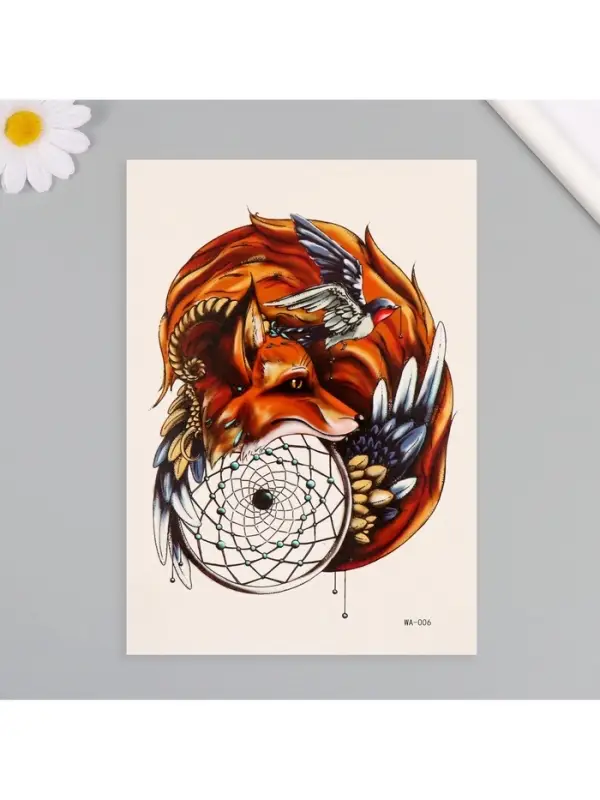 Переводная тату на тело цветная &laquo;Лиса: хранитель снов&raquo;, 26.1&times;14.6 см