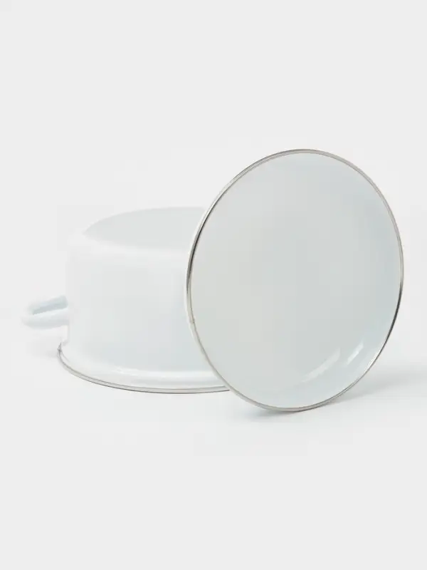 Кастрюля эмалированная, 3 л, d=21 см, с крышкой, индукция, без деколи, белая