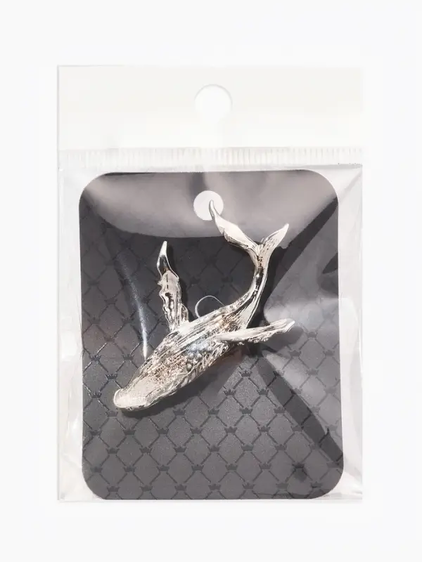 Брошь &laquo;Кит морской&raquo;, цвет серебро