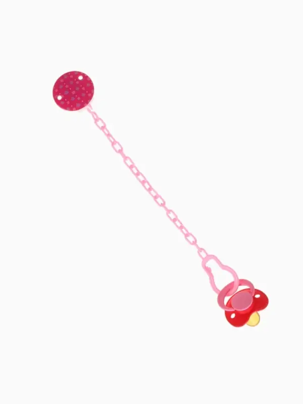 Соска - пустышка латексная ортодонтическая &laquo;Мур-мур&raquo;, от 0 мес., с держателем, розовая