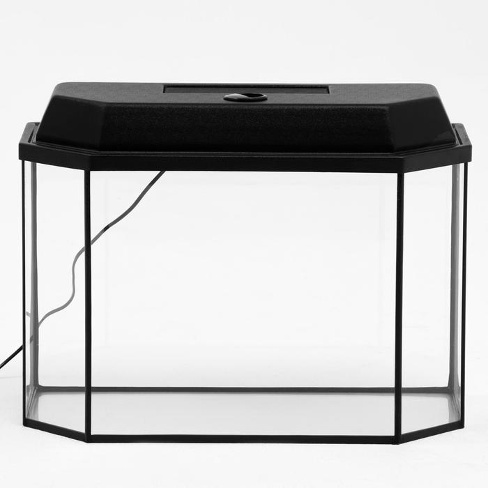 Аквариум Аквариум "Панорамный" с крышкой, 50 литров, 56 х 26 х 36 см, чёрный