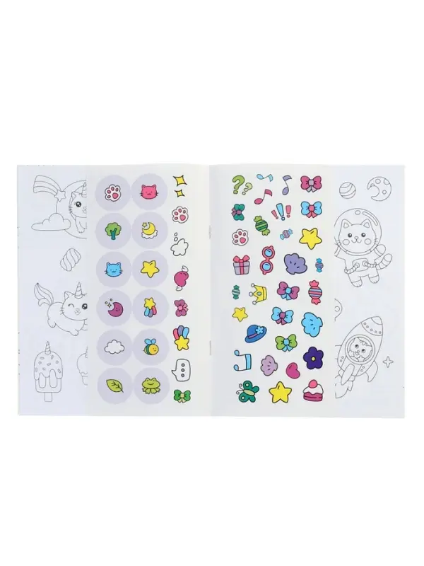 Аниме-раскраски с наклейками "Кавайные котики" 8 стр.