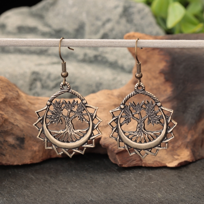 Серьги-амулет Серьги-амулет "Древо жизни", латунь
