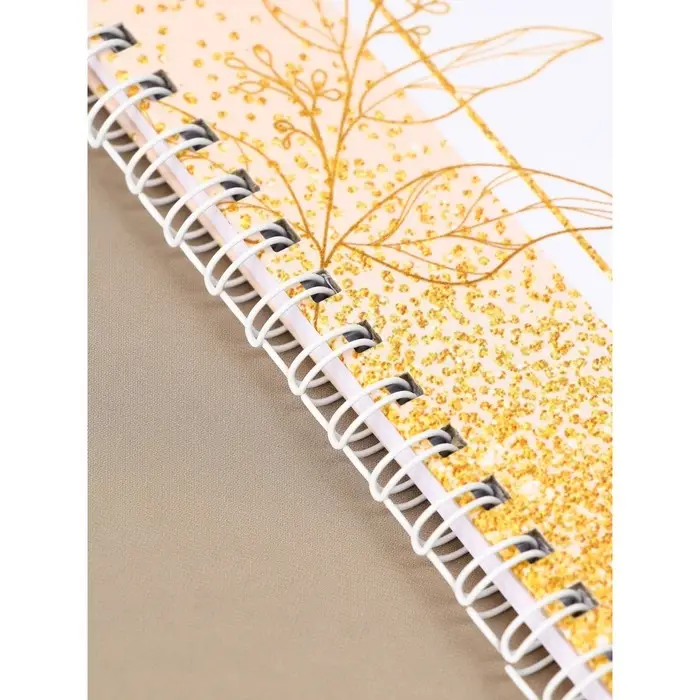 Книга свадебных пожеланий "Розовая с золотыми блестками" на пружине ВБ, 21.1 х 21 см