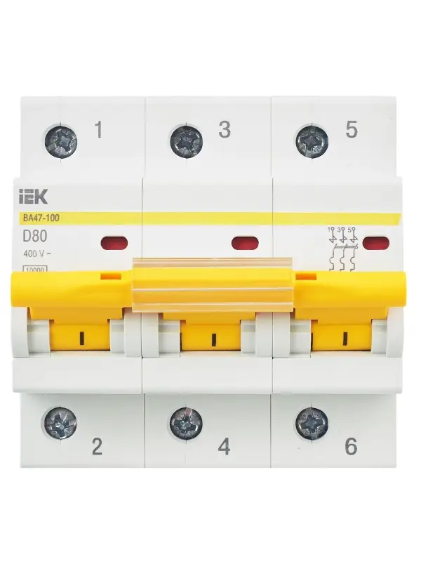 KARAT Автоматический выключатель ВА47-100 3P D 80А 10кА IEK