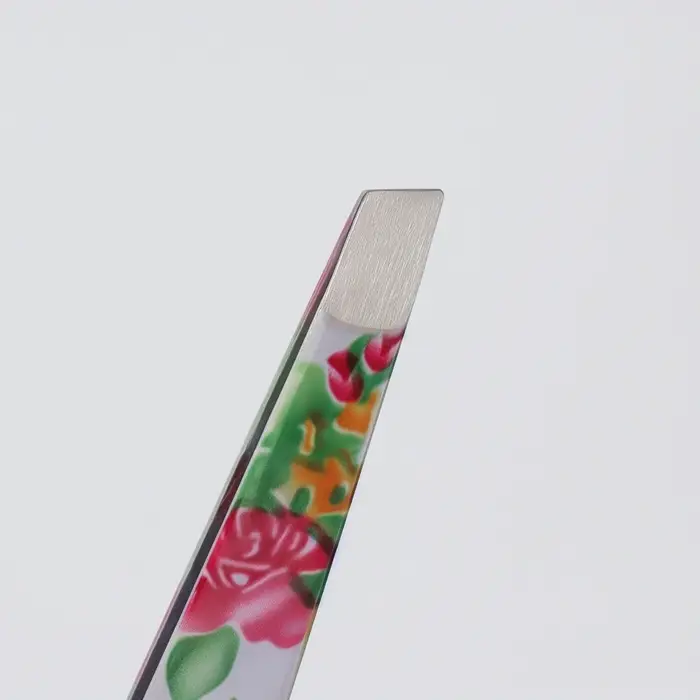 Пинцет скошенный, широкий, 9.5 см, МИКС