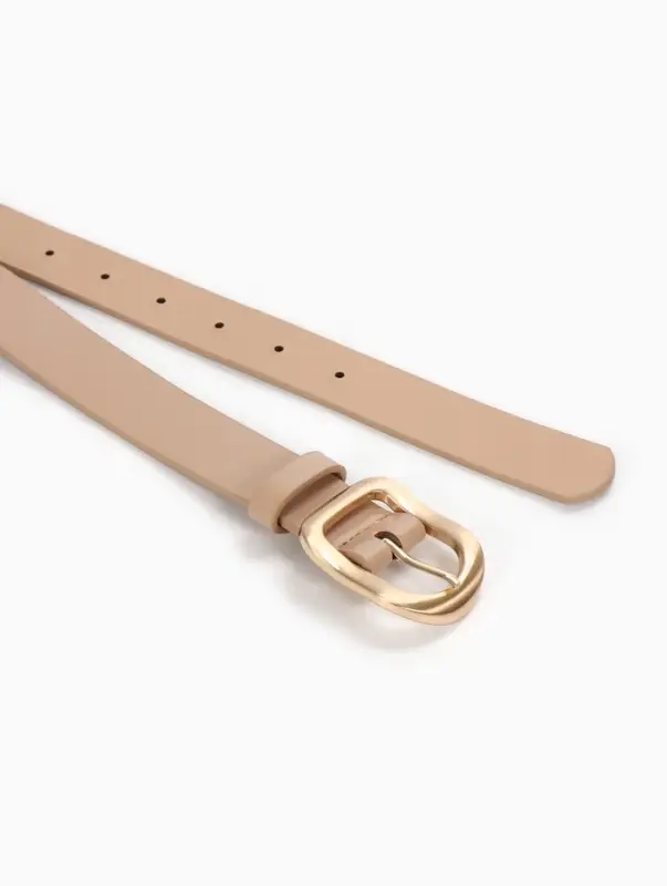 Ремень женский, 2.7&times;105 см, золотистая пряжка, 1 прокол, бежевый