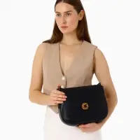 Сумка женская мессенджер TEXTURA на магните, с косметичкой, 28&times;4&times;20 см, чёрная