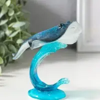 Сувенир полистоун лак "Морской скат на волне" синий 13,2х9,5х11,5 см