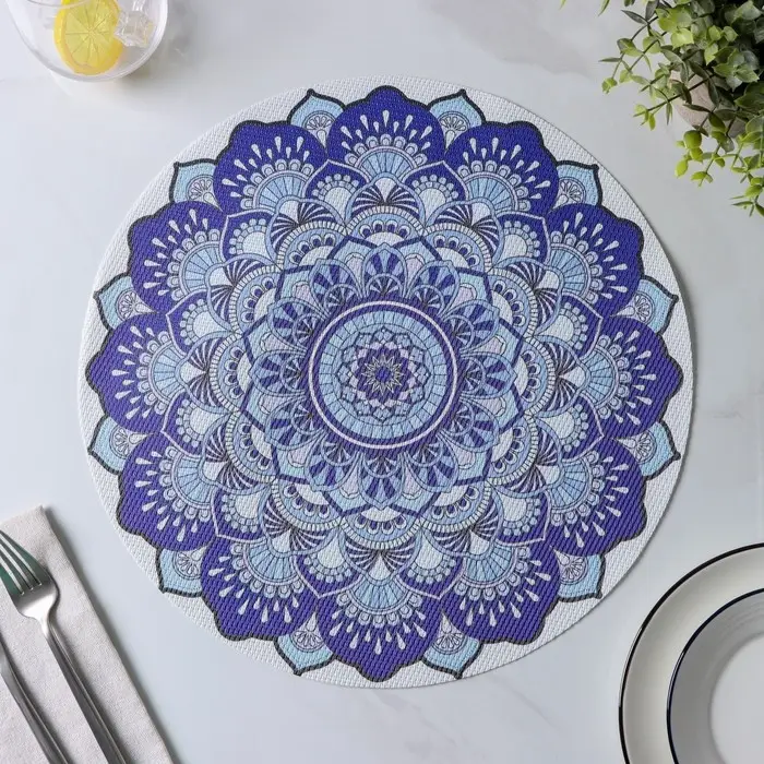Салфетки сервировочные на стол Доляна &laquo;Силия&raquo;, d=38 см, 4 шт., синие