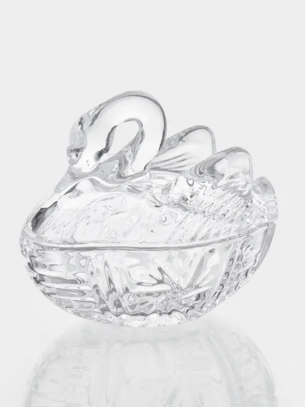 Икорница стеклянная  Икорница стеклянная "Лебедь" 13,5х8,7х13 см, прозрачная