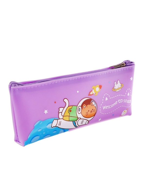 Пенал школьный на молнии  Космонавт Фиолетовый Пенал школьный на молнии  Космонавт Фиолетовый