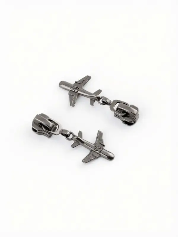 Бегунок для металлической молнии, №5, &laquo;Самолёт&raquo;, 10 шт., цвет чёрный никель