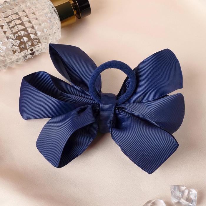 Резинка для волос Резинка для волос "Школьница" бант сердечки, 12 см, синий