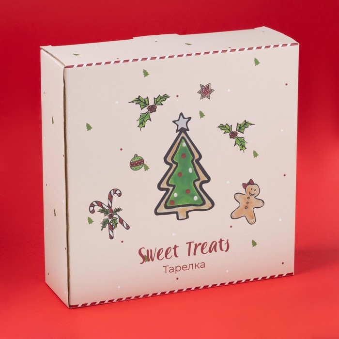 Тарелка новогодняя глубокая Доляна Sweet Treats, 1,1 л, d=20,7 см, керамика, цвет белый Тарелка новогодняя глубокая Доляна Sweet Treats, 1,1 л, d=20,7 см, керамика, цвет белый