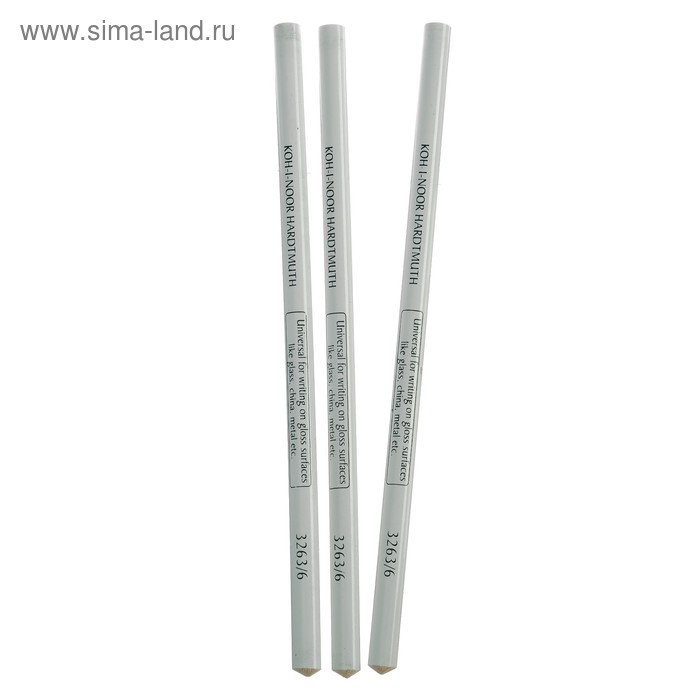 Набор 3 штуки карандаш специальный Koh-I-Noor 3263/6 для письма по стеклу, металлу, пластику, белый (1295192) Набор 3 штуки карандаш специальный Koh-I-Noor 3263/6 для письма по стеклу, металлу, пластику, белый (1295192)