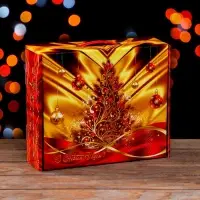 Подарочная новогодняя коробка &laquo;Праздничный Шелк&raquo; в красном 29&times;9&times;25 см