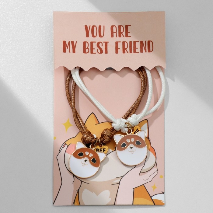 Браслеты «Неразлучники» корги мордочки, цвет бело-коричневый, d=6 см Браслеты «Неразлучники» корги мордочки, цвет бело-коричневый, d=6 см