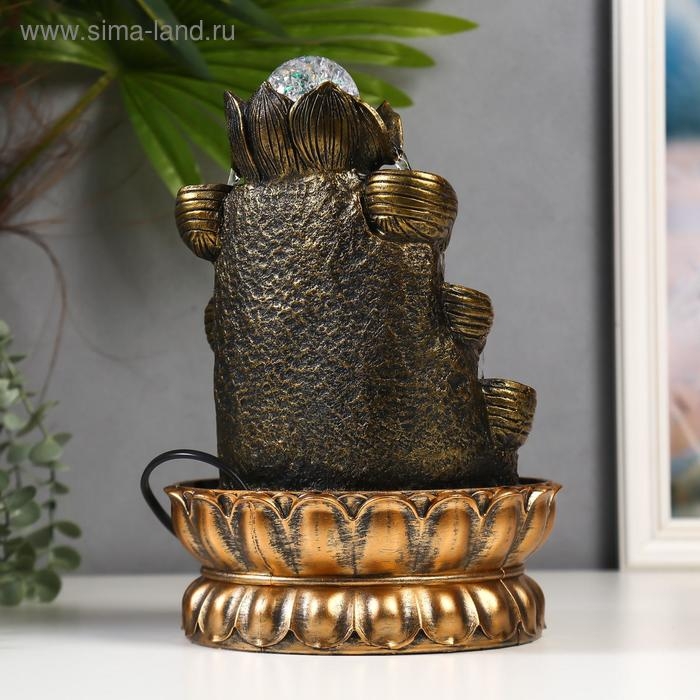 Фонтан настольный от сети, подсветка Фонтан настольный от сети, подсветка "Парвати и лотосы" 29х19,5х19,5 см