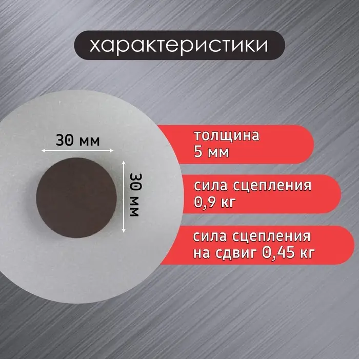 Магнит технический (магнитит на обе стороны) 30х5 мм Магнит технический (магнитит на обе стороны) 30х5 мм