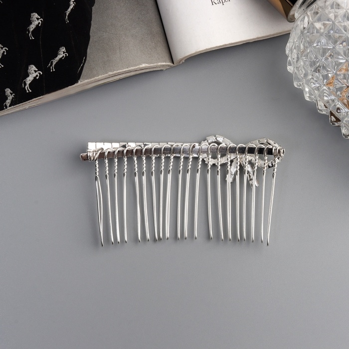 Гребень для волос  Гребень для волос "Медея" бант мини, 7х3,5 см, серебро