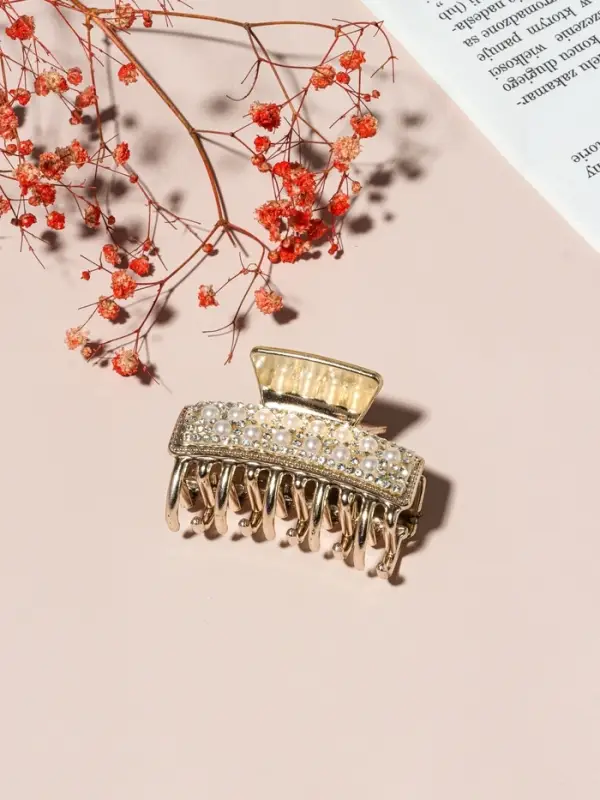 Крабик для волос &laquo;Бурлеск&raquo;, бусины стразы, 6 см, золото