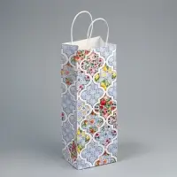 Пакет подарочный под бутылку, упаковка, «Праздничный», белый крафт, 13 х 36 х 10 см