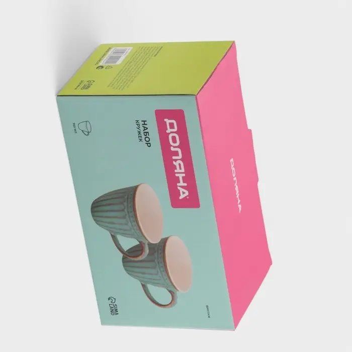 Набор кружек Доляна &laquo;Винтаж&raquo;, 350 мл, 2 шт., керамика, бирюзовые