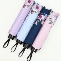 Зонт механический &laquo;Птицы с цветами&raquo;, эпонж, 4 сложения, 10 спиц, R=56/63 см, d=112 см, МИКС