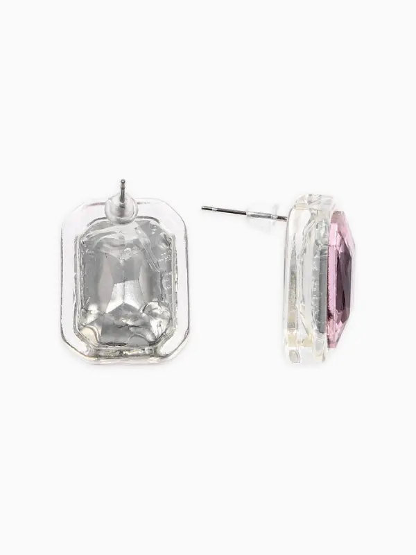 Серьги гвоздики &laquo;Кристалл. Прямоугольник&raquo;, розовые