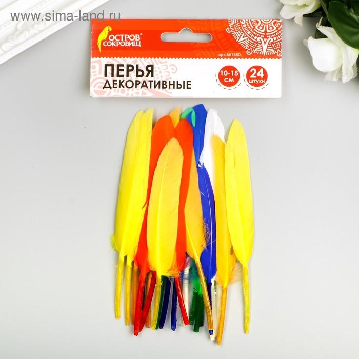 Перья декоративные прямые, 10-15 см (набор 24 шт) 6 цветов, яркие, ассорти Перья декоративные прямые, 10-15 см (набор 24 шт) 6 цветов, яркие, ассорти