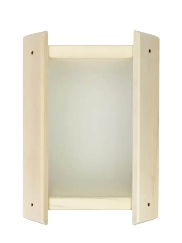 Абажур для бани и сауны, дерево, с настенный, угловой, со вставкой из белого стекла, &laquo;Добропаровъ&raquo;