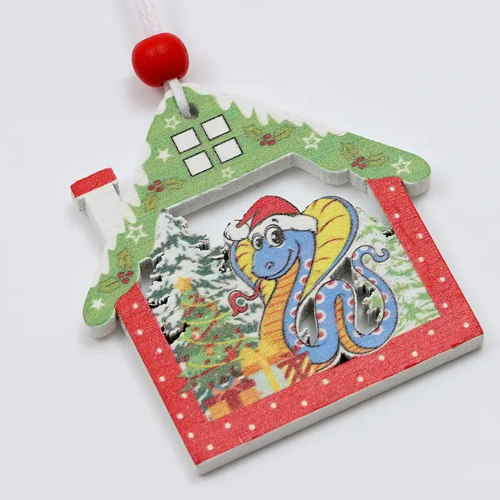 Елочные игрушки в деревянной подарочной упаковке, 12 шт.