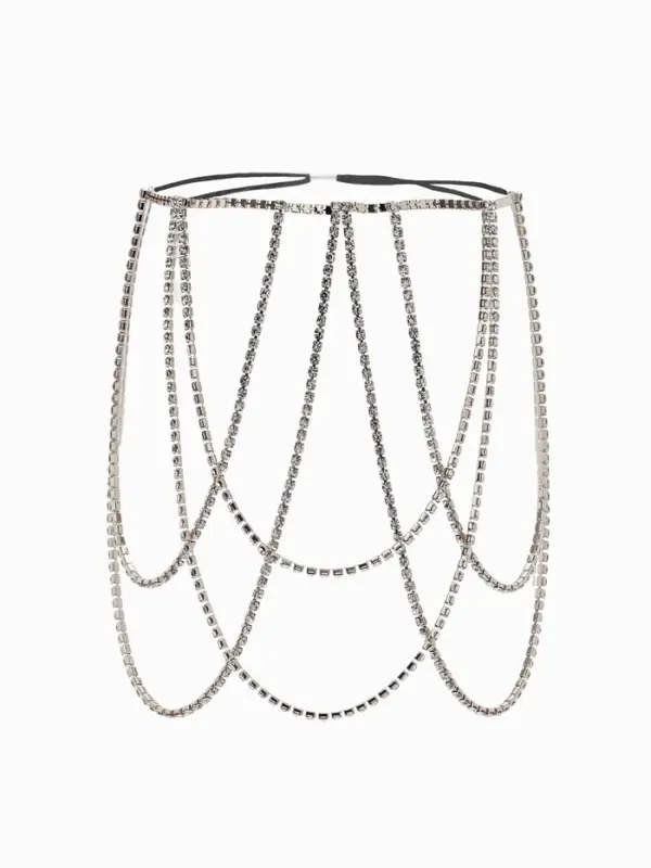 Бодичейн на бедро со стразами &laquo;Ярусы&raquo;, белая в серебре