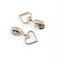 Бегунок для молнии &laquo;Спираль&raquo;, №7, &laquo;Сердце&raquo;, 10 шт., цвет никель