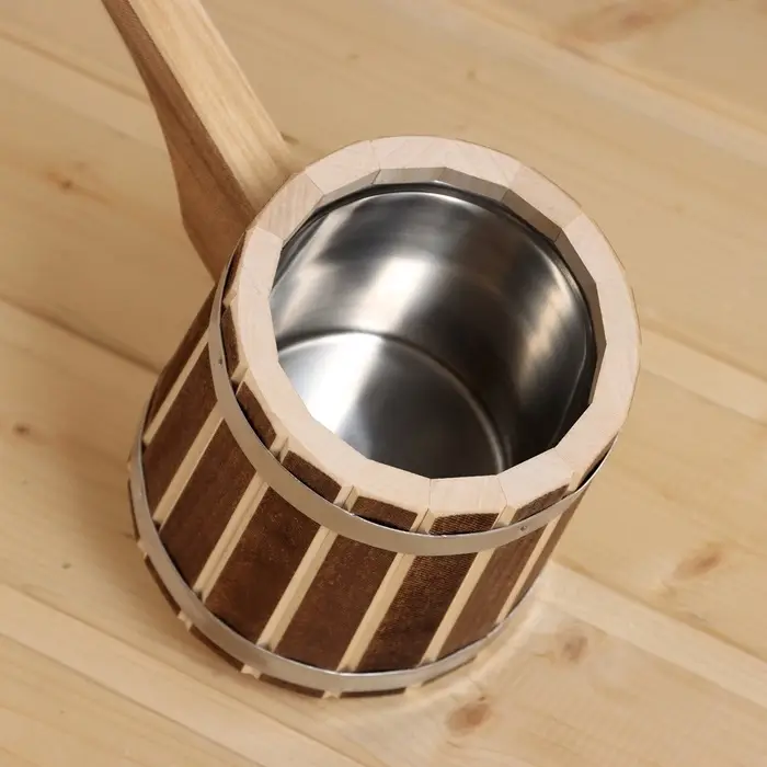 Ковш - черпак для бани и сауны &laquo;Добрыня&raquo;, 500 мл, липа, нержавеющие вставка и обруч, 54 см, &laquo;Добропаровъ&raquo;