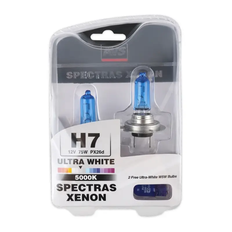 Газонаполненные лампы AVS SPECTRAS Xenon 5000K H7 12V 75W, комплект 2+2 (W5W) шт.