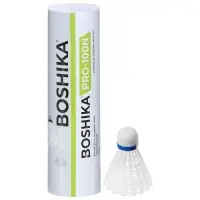Набор воланов для бадминтона BOSHIKA PRO-100N, 6 шт., нейлон, в тубе, белый