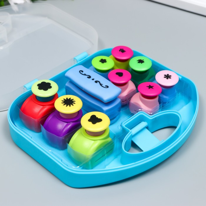 Набор фигурных дыроколов в сундучке для обработки края, 10 шт МИКС Набор фигурных дыроколов в сундучке для обработки края, 10 шт МИКС