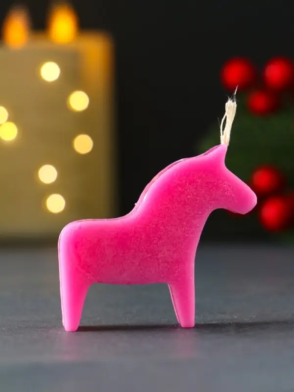 Свеча новогодняя "Лошадка мини" 55х50 мм, розовый