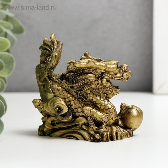 Нэцке полистоун бронза  Нэцке полистоун бронза "Дракон с шаром" 7,8х7х4,5 см