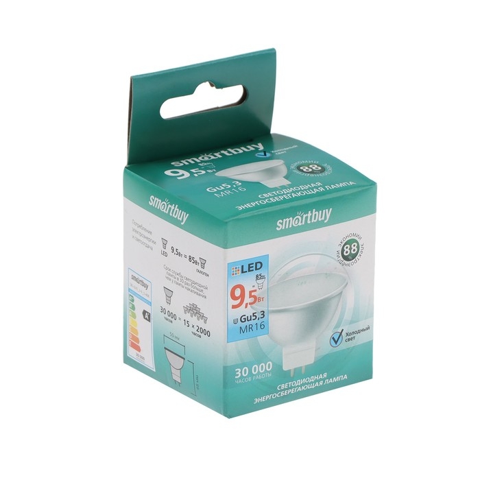 Лампа cветодиодная Smartbuy, GU5.3, 9.5 Вт, 4000 К, холодный свет Лампа cветодиодная Smartbuy, GU5.3, 9.5 Вт, 4000 К, холодный свет