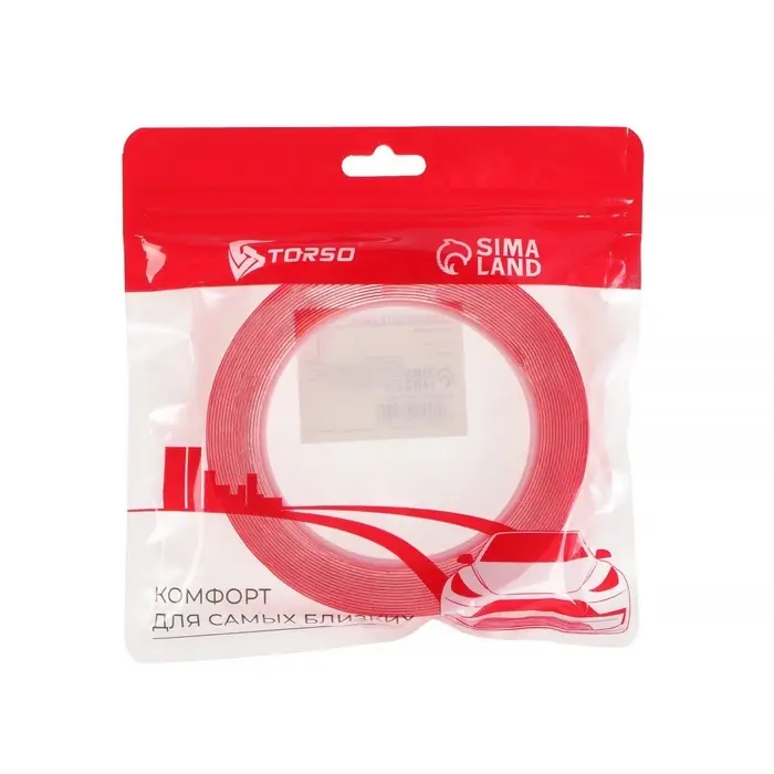 Клейкая лента TORSO, прозрачная, двусторонняя, акриловая, 15 мм &times; 5 м