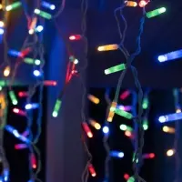 Гирлянда &laquo;Бахрома&raquo; 3&times;0.9 м, IP65, УМС, белая нить каучук, 144 LED, свечение мульти, 220 В