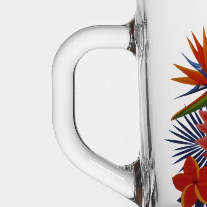 Кружка стеклянная «Тропические птицы», 200 мл, рисунок МИКС Кружка стеклянная «Тропические птицы», 200 мл, рисунок МИКС