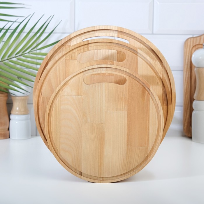 Набор досок разделочных из березы без подставки, 3 шт,  20х20, 24х24 и 26х26 см Набор досок разделочных из березы без подставки, 3 шт,  20х20, 24х24 и 26х26 см