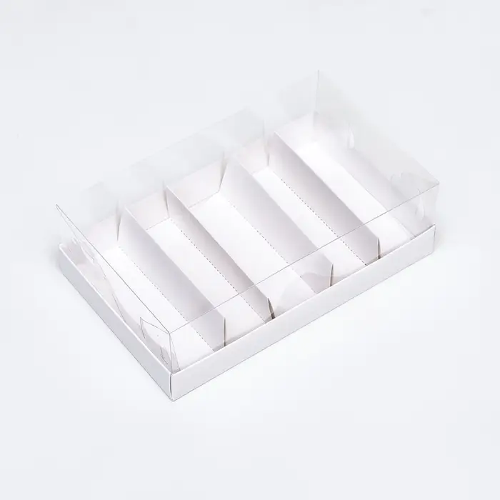 Кондитерская коробка складная под 5 эклеров, белая, 22&times;13.5&times;7 см