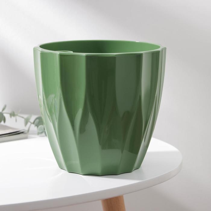 Кашпо для цветов со вставкой «Флюте», 3 л, цвет малахит Кашпо для цветов со вставкой «Флюте», 3 л, цвет малахит