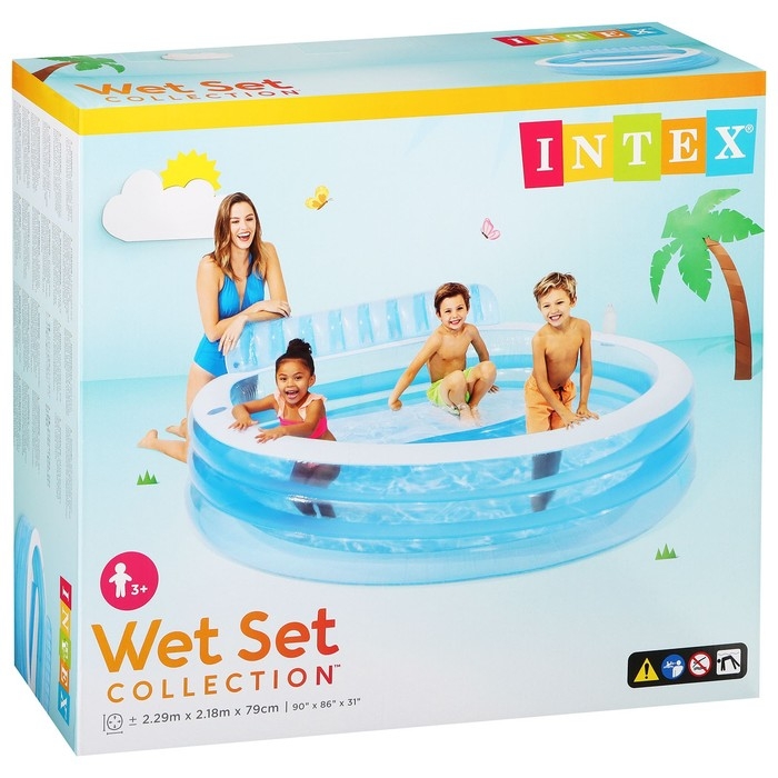 Бассейн надувной с подголовником 229 х 218 х 79 см, от 6 лет, 57190NP Бассейн надувной с подголовником 229 х 218 х 79 см, от 6 лет, 57190NP